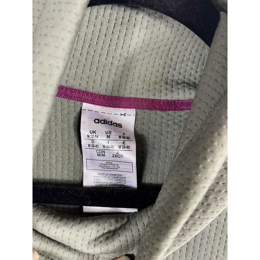 Adidas Pullover Sweater Women's Size M 3 Stripe Funnel Neck Athletic Cozy Top - Picture 4 of 7